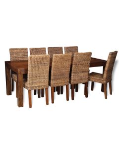 Dakota 220cm Dining Table & 8 Rattan Chairs : Havana