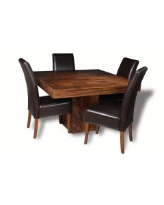 Dakota Cube Dining Table & 4 Madrid Dining Chairs : Madrid - Brown