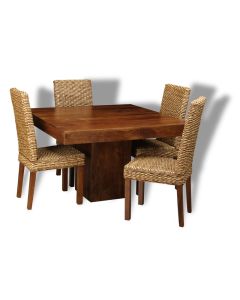 Dakota Cube Dining Table & 4 Rattan Chairs : Havana