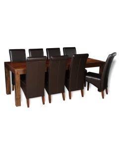 Dakota 220cm Dining Table & 8 Rollback Chairs : Rollback - Brown