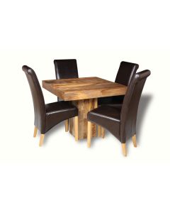 Light Dakota 90cm Cube Dining Table & 4 Rollback Chairs