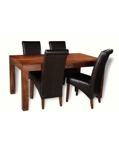 Dakota 160cm Dining Table & 4 Rollback Chairs : Rollback - Brown