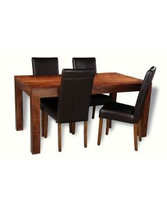 Dakota 160cm Dining Table & 4 Barcelona Chairs : Barcelona - Brown