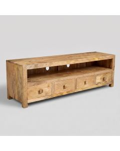 Light Dakota Mango Wood Large 200cm Media Unit - In Stock 