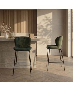 Green Velvet Bar Stool - In Stock 