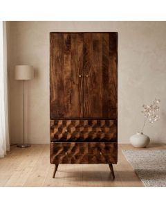 SOLID MANGO WOOD GEO WARDROBE