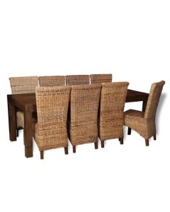 Mango Wood 220cm Dining Table & 8 Rattan Chairs