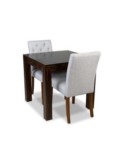 80cm Mango Dining Table & 2 Milan Button Fabric Chair