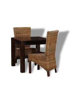 Mango Wood 80cm Dining Table & 2 Rattan Dining Chairs
