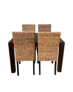 Mango Wood 120cm Dining Table & 4 Rattan Dining Chairs