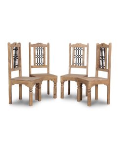 Set of 6 Natural Jali Dining Chairs