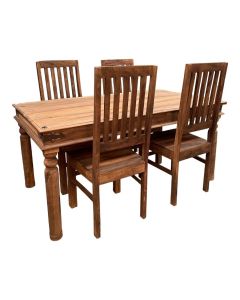 Jali Natural 160cm DIning Table & 4 Jali Natural Dining Chairs