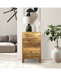 Inset Light Mango Wood Bedside Table