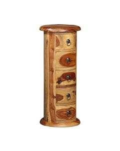 Jali Sheesham - 32cm 5 Drawer Slim Drum - In Stock-Light