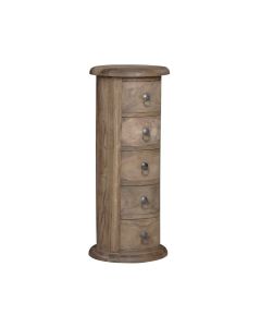 Jali Mango - Natural 32cm 5 Drawer Slim Drum - Due 13th January