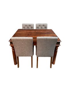 Jali 120cm Dining Table & 4 Milan Button Dining Chairs