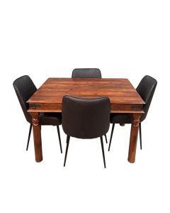 Jali 120cm Dining Table & 4 Henley Faux Leather Dining Chairs
