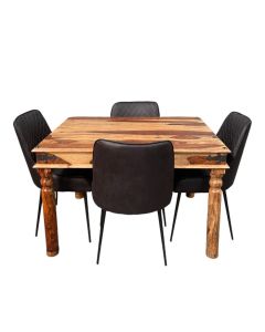 Jali Light 120cm Dining Table & 4 Henley Faux Leather Dining Chairs