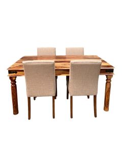 Jali Light 160cm DIning Table & 4 Milan Dining Chairs