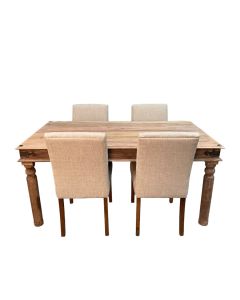 Jali Natural 160cm Dining Table & 4 Milan Dining Chairs