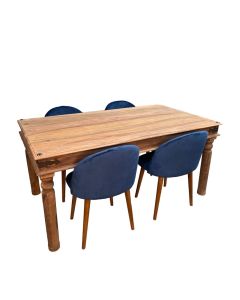 Jali Natural 160cm Dining Table & 4 Zena Dining Chairs