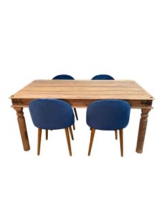 Jali Natural 160cm Dining Table & 4 Zena DIning Chairs
