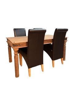 Jali Natural 160cm Dining Table & 4 Rollback DIning Chairs