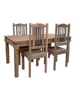 Jali Mango - Natural 160cm Dining Table & 4 Solid Jali Dining Chairs - In Stock