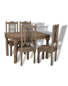Jali Mango - Natural 120cm Dining Set With 4 Chairs - In Stock