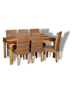 Large Jali Light Dining Table & 6 Rattan Dining Chairs