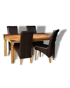 Jali Light 160cm Dining Table & 4 Rollback Leather Chairs - Last One Remaining