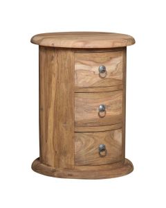 Jali Sheesham - 3 Drawer Drum-Natural