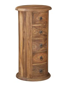 Jali Sheesham - 5 Drawer Large Drum-Natural