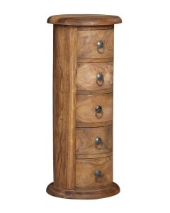 Jali Sheesham - 32cm 5 Drawer Slim Drum - In Stock-Natural