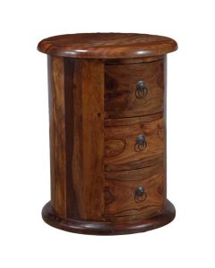Jali Sheesham - 3 Drawer Drum-Honey