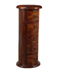 Jali Sheesham - 32cm 5 Drawer Slim Drum - In Stock-Honey