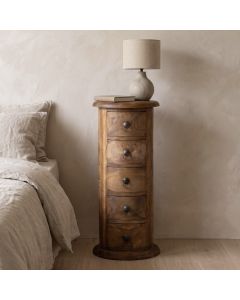 Jali Sheesham - 32cm 5 Drawer Slim Drum - Natural - In Stock