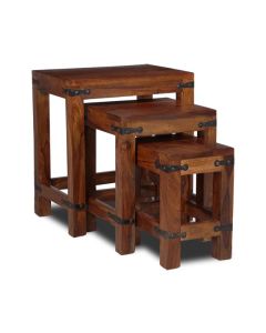 Jali Sheesham - Nest of Tables - In Stock-Honey