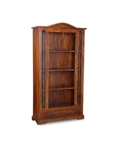 Jali Sheesham - Side 1 Drawer 90cm Bookcase - In Stock-Honey