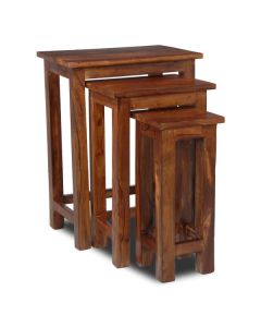 Jali Light Tall Nest of Tables-Honey