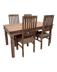 Jali Mango - Natural 160cm Dining Table & 4 Jali Natural Dining Chairs