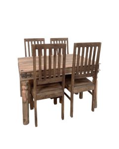 Jali Natural 120cm Dining Table & 4 Jali Natural Dining Chairs