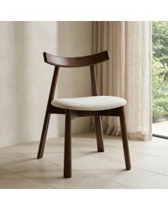 Japandi Cream Boucle Oak Dining Chair (Dark Leg) - In Stock