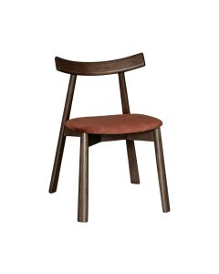 Japandi Rust Orange Velvet Oak Dining Chair (Dark Leg) - Due 30th September