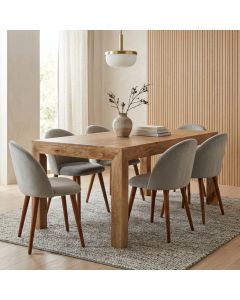 180cm Light Dakota Dining Table With 6 Zena Dining Chairs