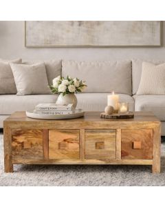 Light Dakota Mango Wood 122cm Trunk Coffee Table
