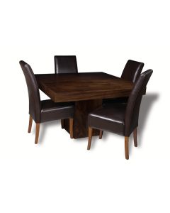 Mango 120cm Cube Dining Table & 4 Madrid Chairs : Madrid - Brown