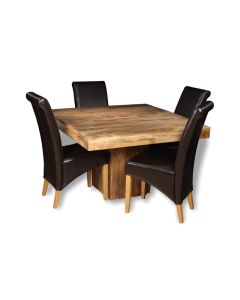 Light Mango Wood120cm Cube Dining Table & 4 Rollback Chairs