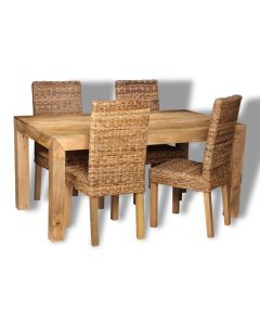 Dakota Light 160cm Dining Table & 4 Rattan Chairs