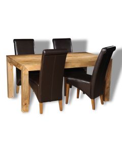 Dakota Light 160cm Dining Table & 4 Rollback Dining Chairs